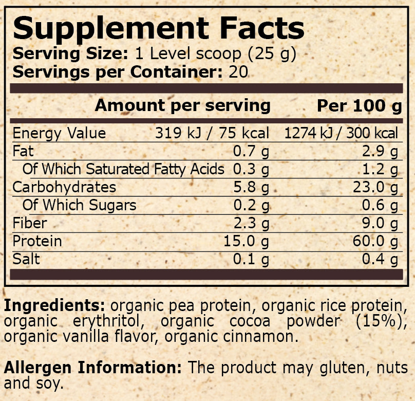 PURE NUTRITION - ORGANIC VEGAN PROTEIN - 500 g