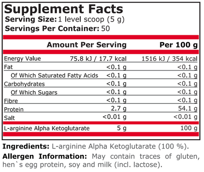 Pure Nutrition - AAKG POWDER - 250г / 500г / 1000г