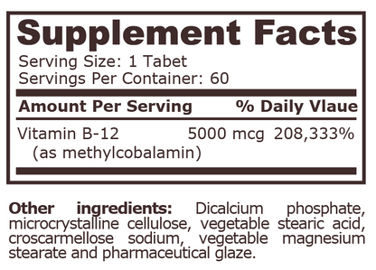 Pure Nutrition - METHYL B-12 5000 mcg - 60 Tablets